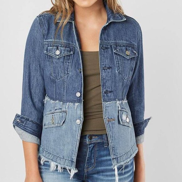 LUCKY BRAND x REMADE Waisted Trucker deconstructed distressed denim jacket - Picture 1 of 13